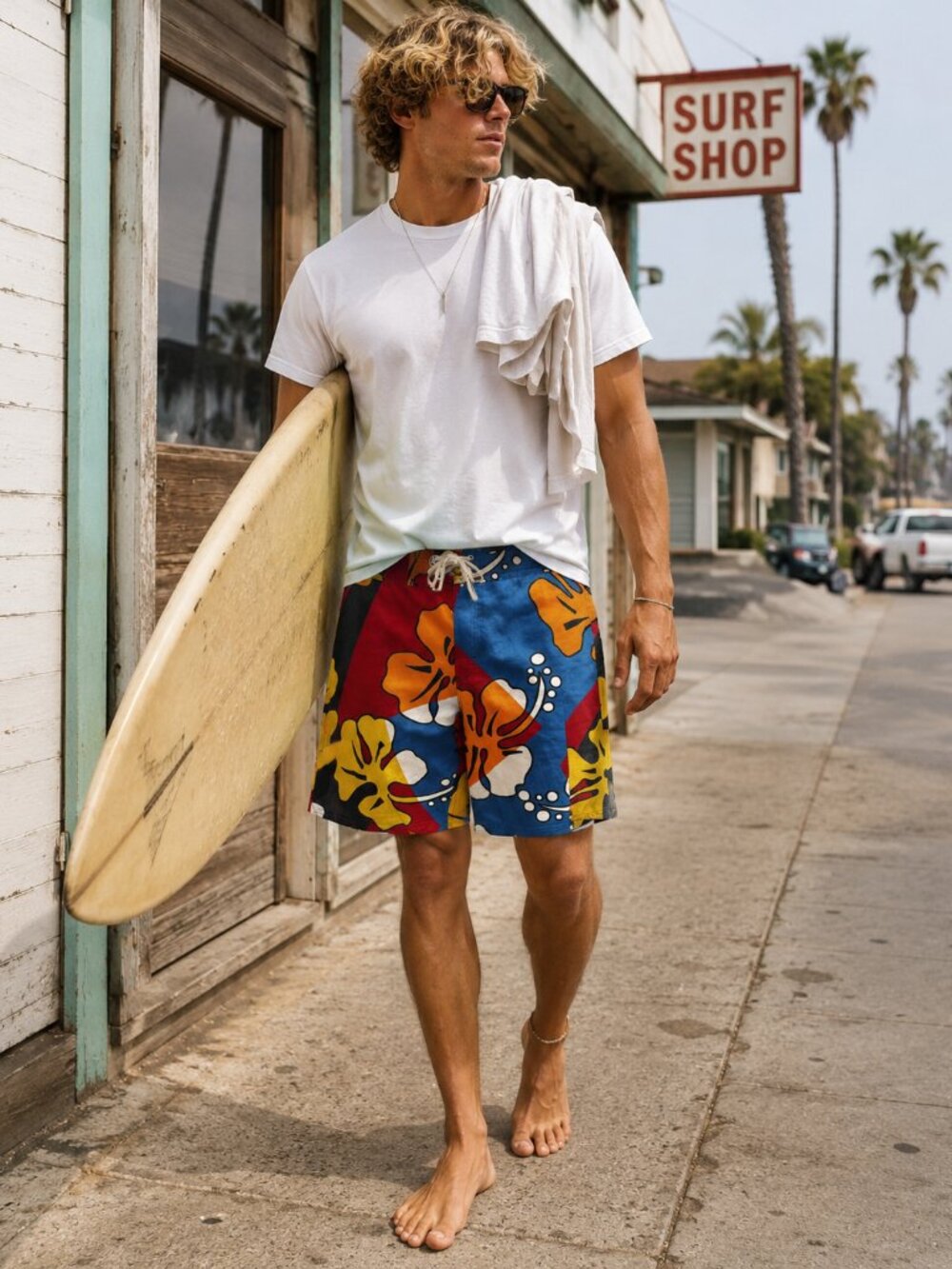 Vintage Original Jams Hawaiian Floral Board Shorts Surf Swim Trunks Men's 36